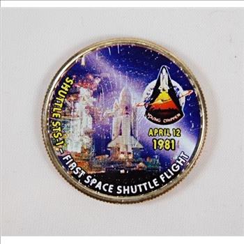 2013-P Colorized Kennedy Half Dollar Commemorating the FIRST SHUTTLE ...