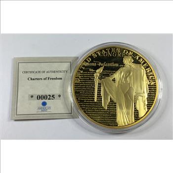 2014 24K Gold Layered Medallion Commemorating the Declaration of Independence*70mm*Proof*In Protective Capsule