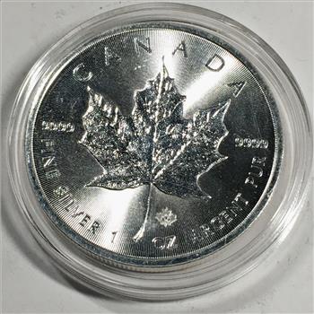 2014 Canada $5 Silver Maple Leaf with Maple Leaf Privy*In Capsule