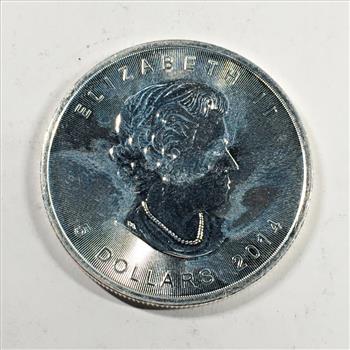 2014 Canada $5 Silver Maple Leaf with Maple Leaf Privy*One Troy Ounce .9999 Fine Silver