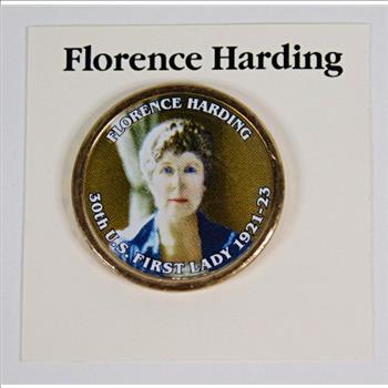 2014-P Colorized Warren G. Harding Dollar Commemorating FLORENCE HARDING*Uncirculated with Stamp