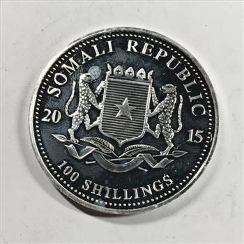 2015 Somali Republic 100 Shillings*One Troy Ounce .999 Fine Silver*Elephant