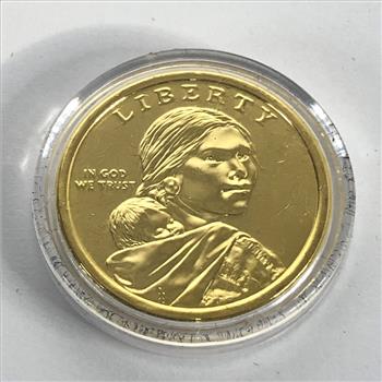 2015-P 24K Gold Layered Native American Commemorative Mohawk Ironworkers Dollar*Proof*In Capsule and Gift Box