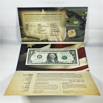 2016 American Code Talkers Commemorative Coin & Currency Set*Series 2003 $1 FRN & Code Talkers Native American $1