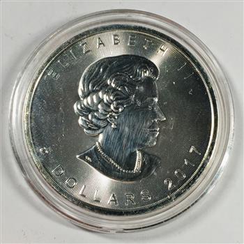 2017 Canada $5 Silver Maple Leaf with Maple Leaf Privy*One Troy Ounce .9999 Fine Silver*In Capsule