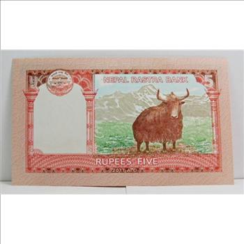 2017 Nepal 5 Rupees Crisp Uncirculated Bank Note