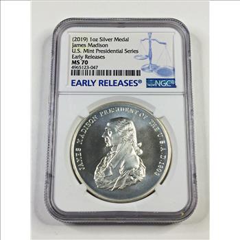 2019 James Madison Silver Medal*Early Releases*Graded MS70 by NGC*1oz ...
