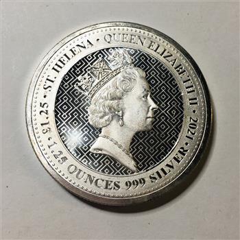 2021 St. Helena Britannia Silver £1.25*1.25 Ounces .999 Fine Silver*Queen Elizabeth II On Reverse