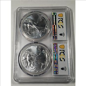 2021 Type 1 & Type 2 American Silver Eagles Set*Graded MS70 by PCGS*2oz .999 Fine Silver*Custom Holder