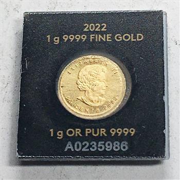 2022 Canada Gold Maple Leaf 50 Cents*1 Gram .9999 Fine Gold