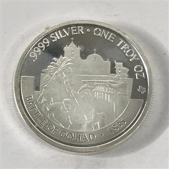 2022 One Troy Ounce .9999 Fine Proof Silver Round*Battle of Goliad; Texas*Precious Metals