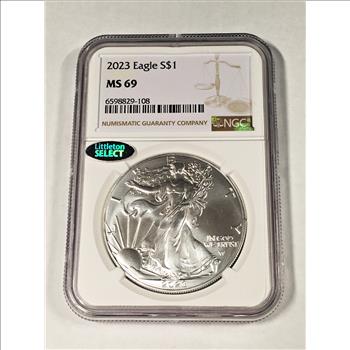 2023 American Silver Eagle*Graded MS69 by NGC*Littleton Select Sticker