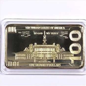 22K Gold Layered $100 Donald Trump Bar*Federal Reserve Note Replica