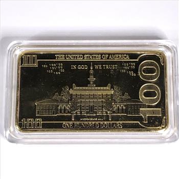 22K Gold Layered $100 Donald Trump Bar*Federal Reserve Note Replica