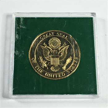 22K Gold Layered Washington, D. C. Proof Medallion*Great Seal of the United States*In Custom Protective Holder