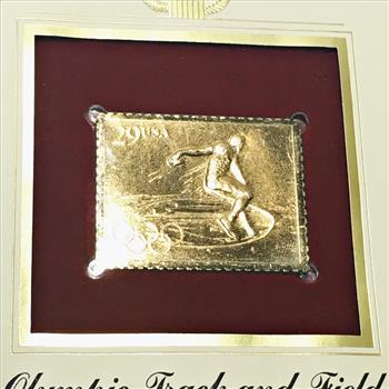 22K Gold Replica Stamp on FDC*1991 Olympic Track & Field; Discus*Postmarked w/ Original 29c Stamp