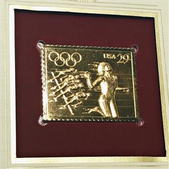 22K Gold Replica Stamp on FDC*1991 Olympic Track & Field; Sprint*Postmarked w/ Original 29c Stamp