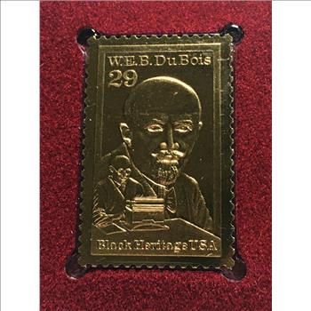 22K Gold Replica Stamp on FDC*1992 W.E.B. Du Bois; Black Heritage Series*Postmarked w/ Original 29c Stamp