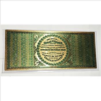 24K Gold Foil 1863 $100 National Bank Note Replica*Large Note in Protective Sleeve