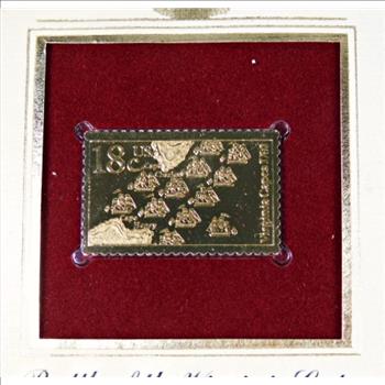 24K Gold Foil Stamp of Original 18c Battle of the Virginia Capes Stamp and FDC*Postmarked 1981 From Yorktown, VA