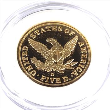 24K Gold Layered 1841 $5 Liberty Eagle Replica*Proof DCAM*In Protective Capsule