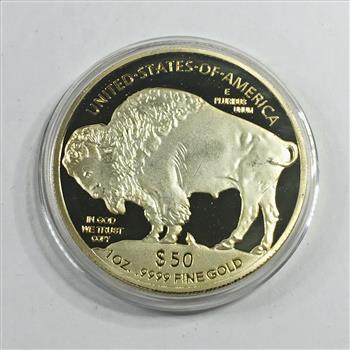 24K Gold Layered 2014 $50 Buffalo Replica*1.75