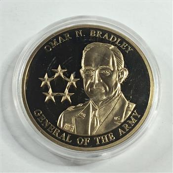 24K Gold Layered Omar N. Bradley; General Commemorative Medallion*DCAM*In Protective Capsule