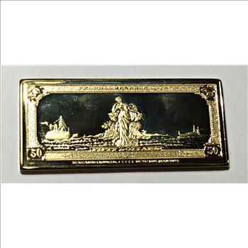 24K Gold over 1 Troy Ounce .999 Fine Copper Bar*Commemorating 1934 $50 Bank Note