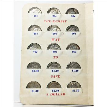 30 Silver Roosevelt Dimes*Vintage 1st National Bank in Fairfield Iowa Dimesaver*Late 1950's, Early 1960's*High Grades