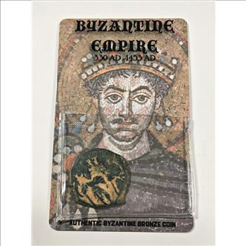 330-1453 AD*Byzantine Empire*Authentic Byzantine Bronze Coin*On Historical Information Card