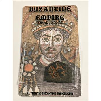 330-1453 AD*Byzantine Empire*Authentic Byzantine Bronze Coin*On Historical Information Card