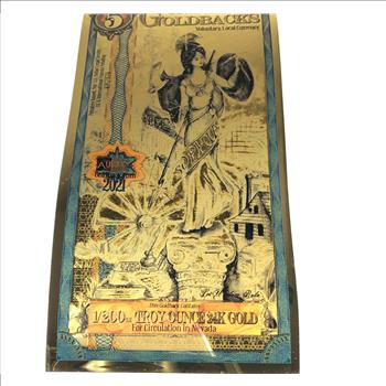 5 Nevada Goldbacks*1/200th Troy Ounces of 24K Gold*For Circulation in Nevada*Voluntary Local Currency