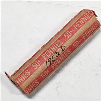 50c Roll Lincoln Head Wheat Cents*Roll Marked 1952-D*Roll Has Not Been Researched by Us