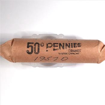 50c Roll of 1957-D Lincoln Head Wheat Cents