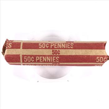 50c Roll of Lincoln Head Cents*Wrapper is Marked 1954-D*WE Have Not Researched This Roll