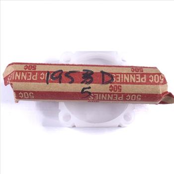 50c Roll of Lincoln Head Cents*Wrapper is Marked 1955-D*WE Have Not Researched This Roll