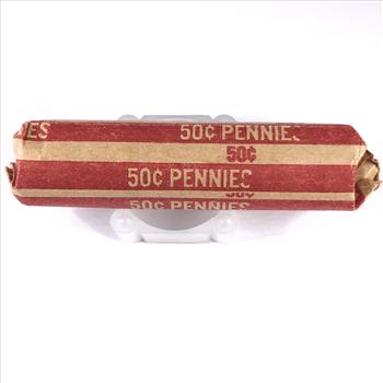 50c Roll of Lincoln Head Wheat Cents*Wrapper is Marked 1959-D*The Roll Has Not Been Researched by Us