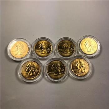 7 Gold Layered State Quarters *In Protective Holders
