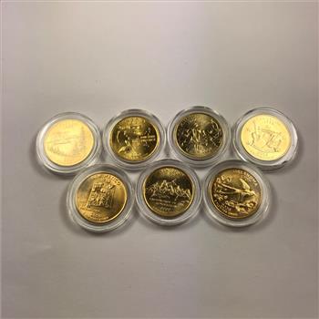 7 Gold Layered State Quarters *In Protective Holders