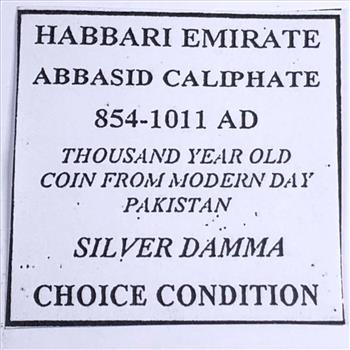 854-1011 AD Habbari Emmirate Abbasid Caliphate*Silver Damma*From Modern Day Pakistan