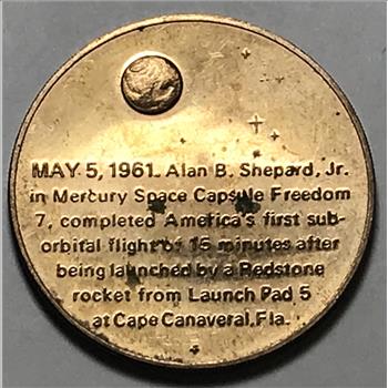 1961 First Manned Space Flight - Alan Shepard - Mercury Freedom 7 Commemorative Coin/Medal