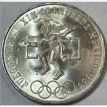 1968 Mexico Olympic Games Silver Commemorative 25 Pesos - Brilliant  Uncirculated w/Original Mint Luster