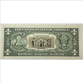 2003 $1 Colorized Sam Houston - The Alamo - Texas Commemorative Legal Tender Note