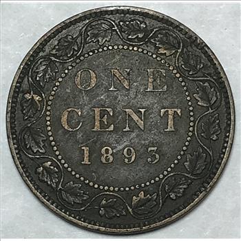 1893 Canada One Cent - Queen Victoria Era Coinage
