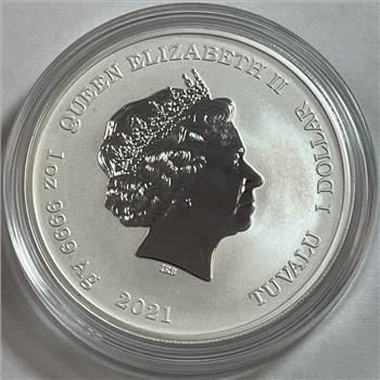 1 oz .9999 Fine Silver 2021 John Wayne - Courage is Being Scared to Death - But Saddling Up Anyway - Tuvalu Commemorative Silver Dollar in Original Mint Capsule