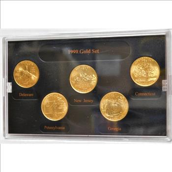 1999 Gold Edition State Quarter Collection - 24K Gold Layered in Original Box with COA