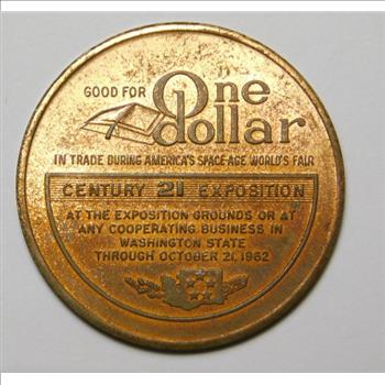 1962 Seattle Spaceage Worlds Fair Expo Space Needle Commemorative Dollar