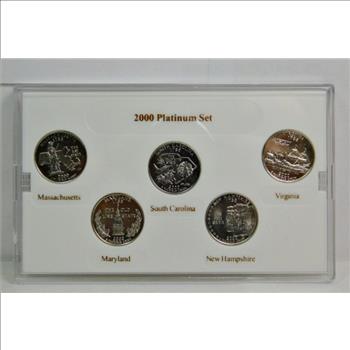 2000 Platinum Edition State Quarter Collection-All 5 2005 State Quarters-Platinum Layered & Beautiful!