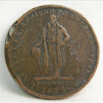 1834 Attleboro, Massachusetts HM & EI Richards Jewelry Hard Times Token