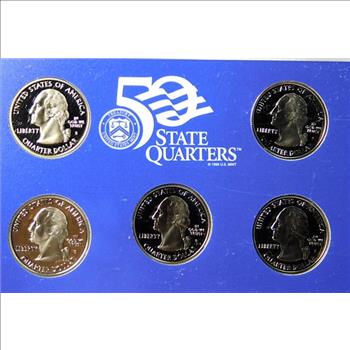 2001 United States Mint 50 State Quarters Proof Set - New York, North Carolina, Rhode Island, Vermont & Kentucky